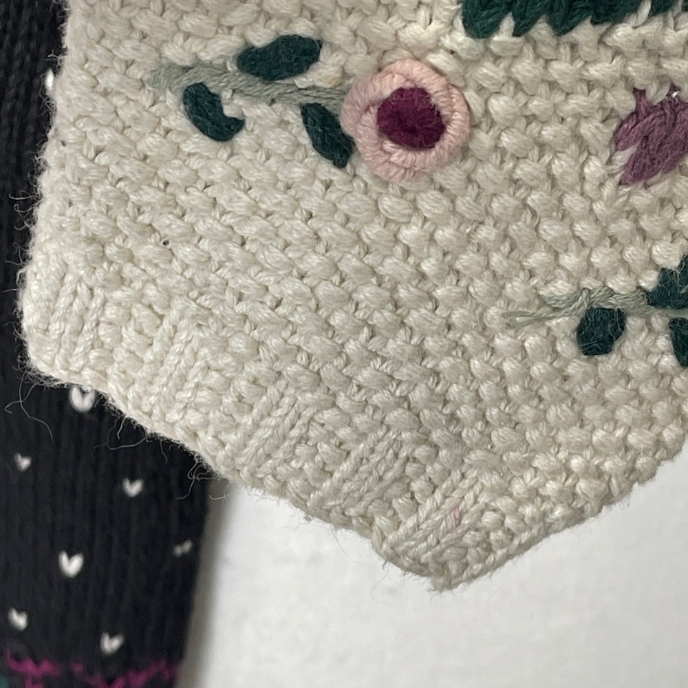 Cullinane Vtg 80s Grandma Floral Cottagecore Sweater Hand-Knit Medium Coquette - Picture 5 of 7
